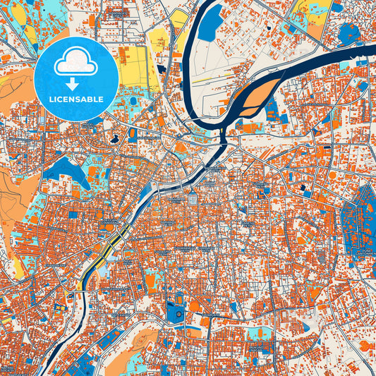 Colorful Pune Street Map with Labels and Buildings