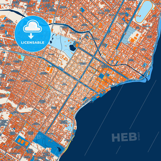 Colorful Punta Arenas Street Map with Labels and Buildings