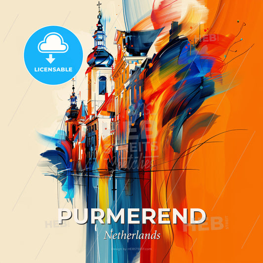 Vibrant Purmerend, Netherlands - A Painting Of A Building - Square format print template