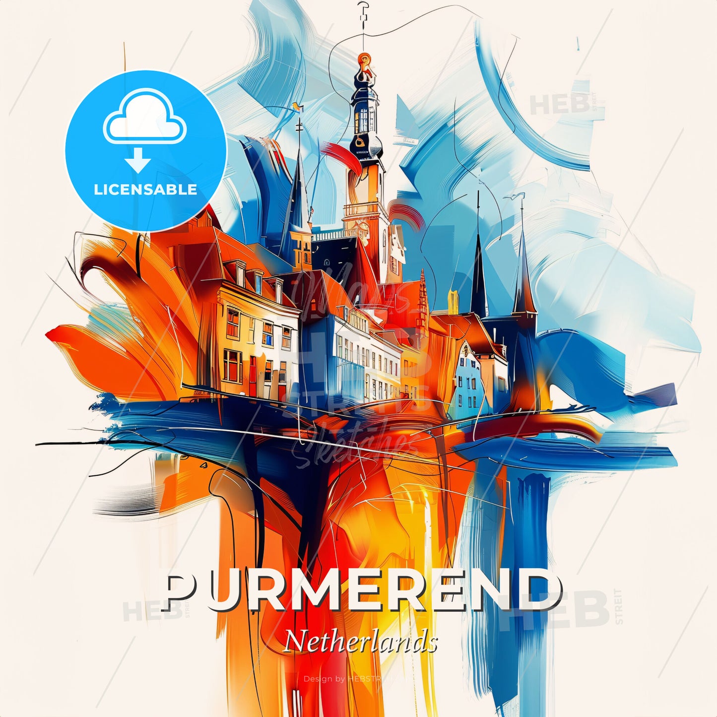 Vibrant Purmerend, Netherlands - A Colorful Painting Of A Building - Square format print template