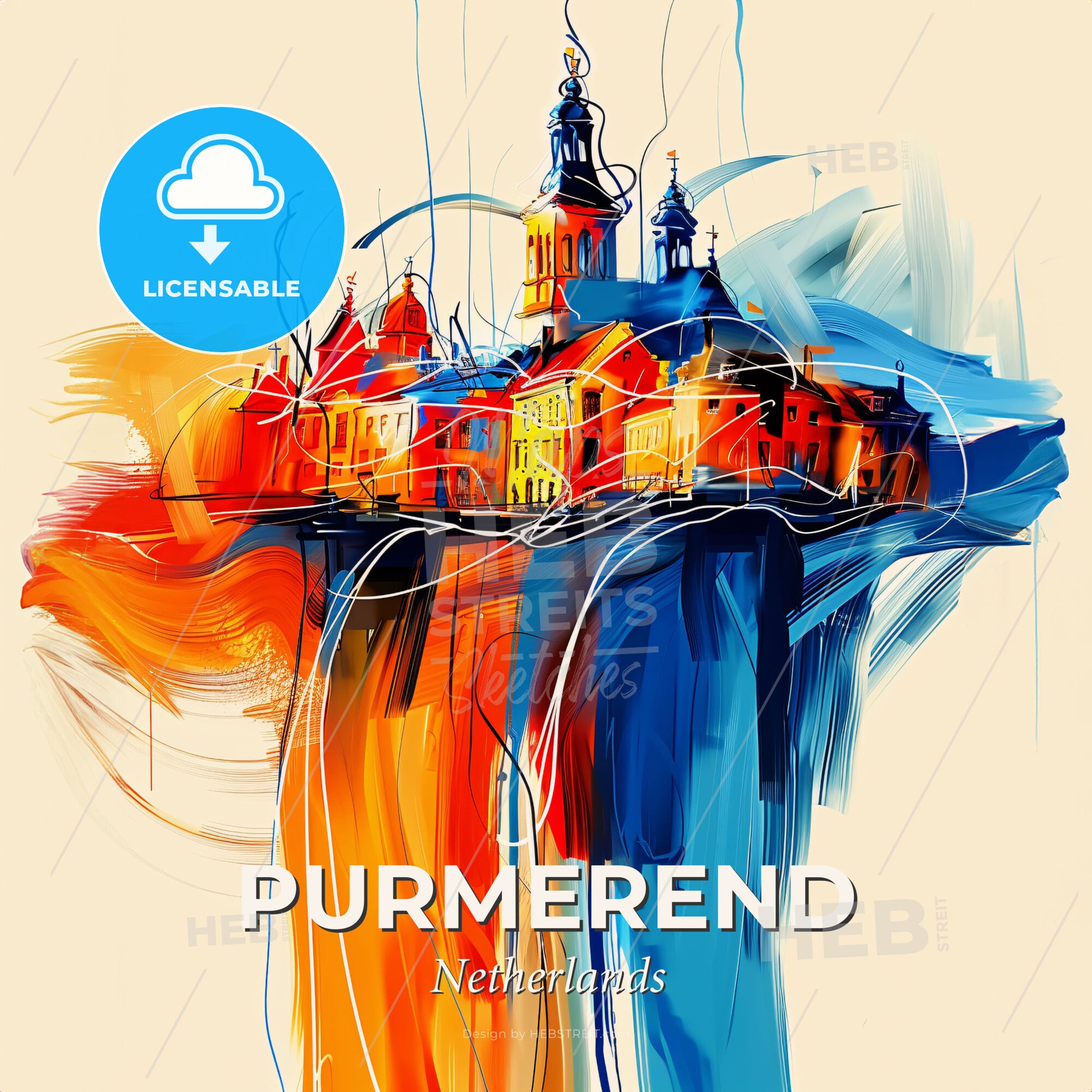 Vibrant Purmerend, Netherlands - A Painting Of A Building - Square format print template