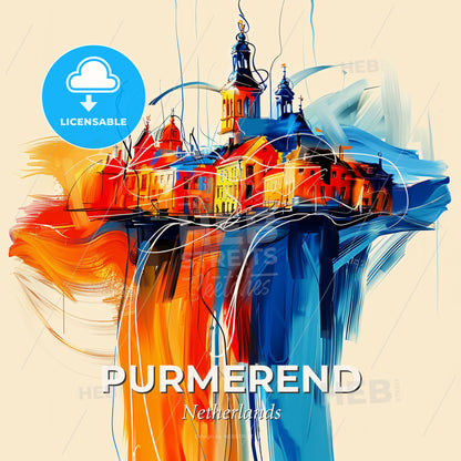 Vibrant Purmerend, Netherlands - A Painting Of A Building - Square format print template