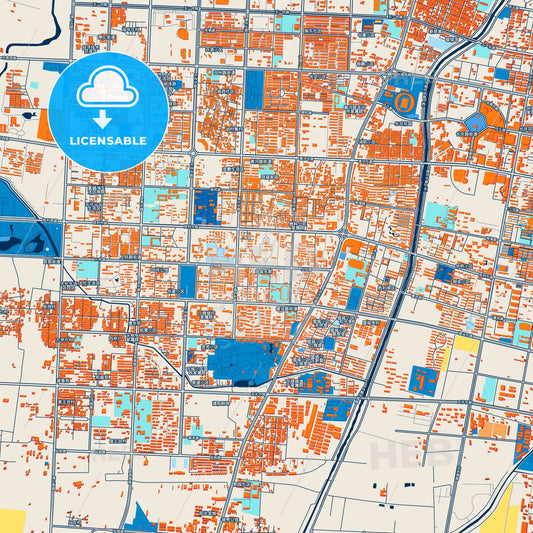 Colorful Puyang Street Map with Labels and Buildings