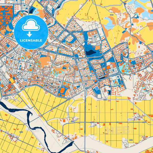 Colorful Pyeongtaek Street Map with Labels and Buildings