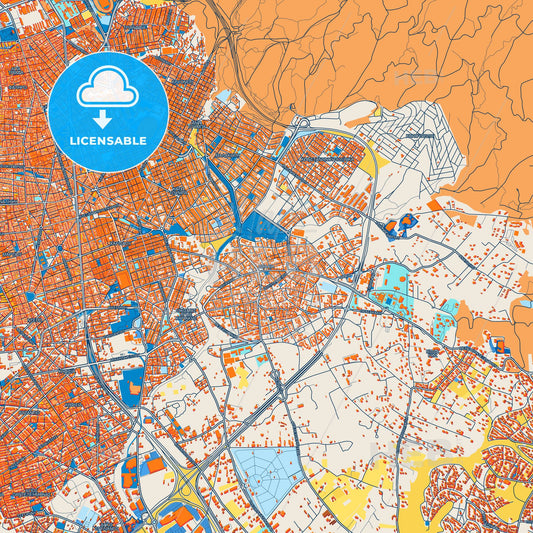 Colorful Pylaia Street Map with Labels and Buildings