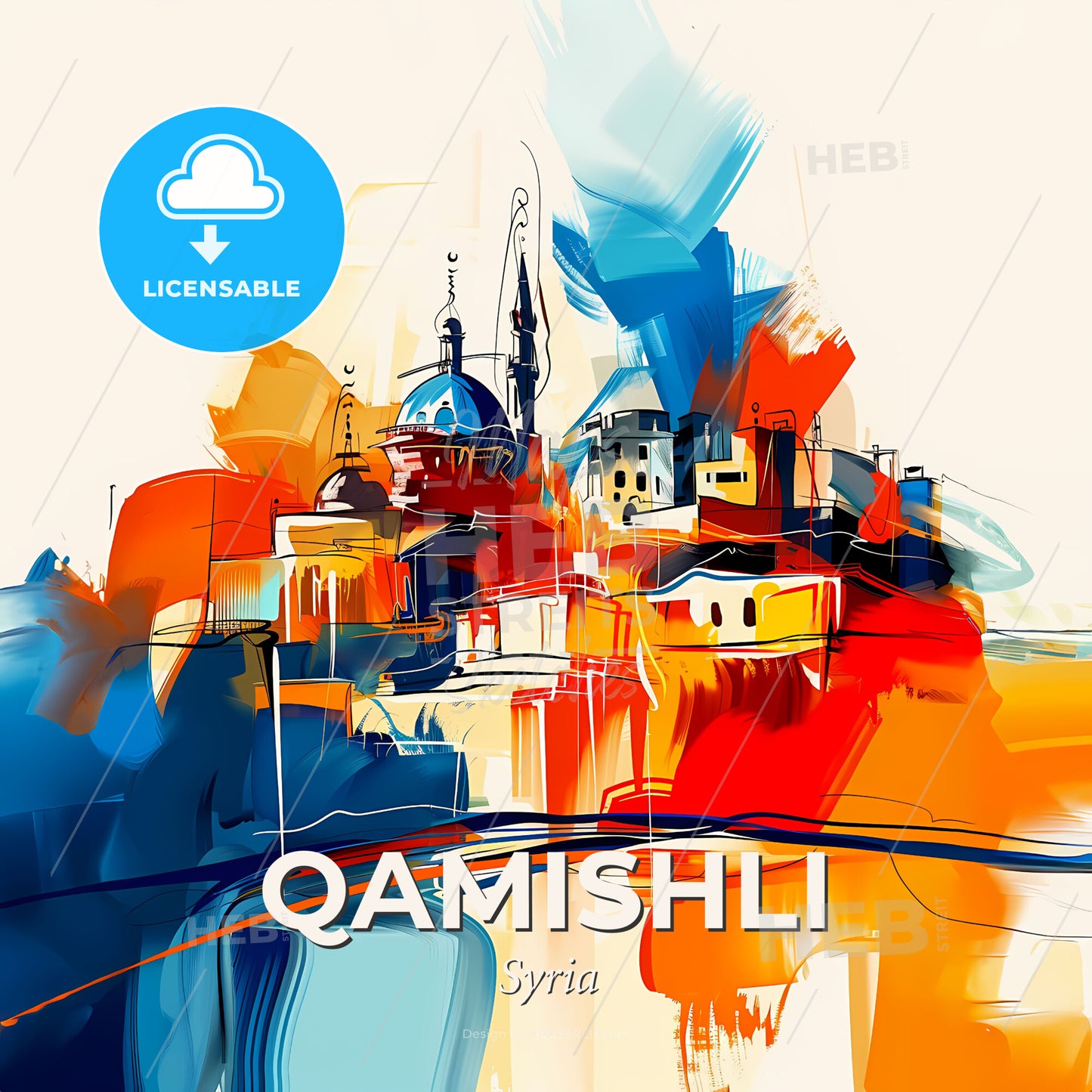 Vibrant Qamishli, Syria - A Painting Of A City - Square format print template