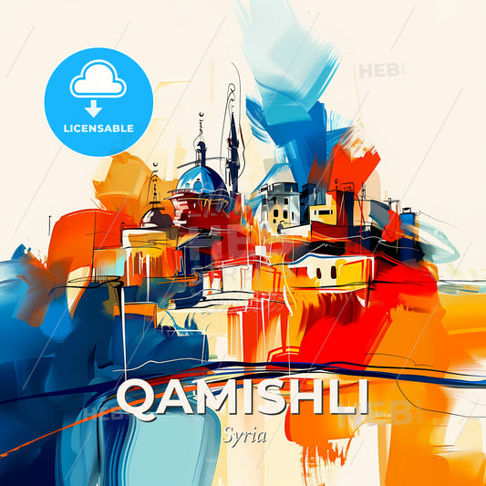 Vibrant Qamishli, Syria - A Painting Of A City - Square format print template