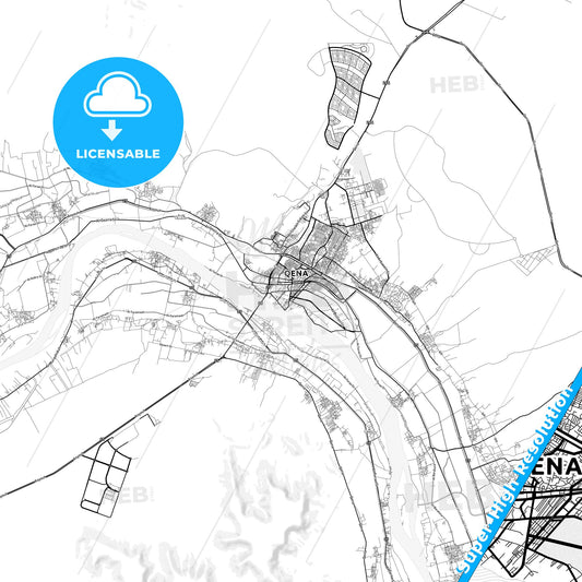 Qina, Egypt light map with streetnames, citynames and districts