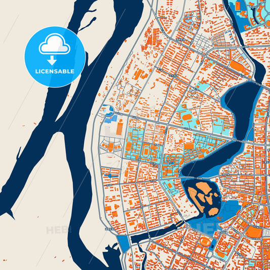 Colorful Qiqihar Street Map with Labels and Buildings