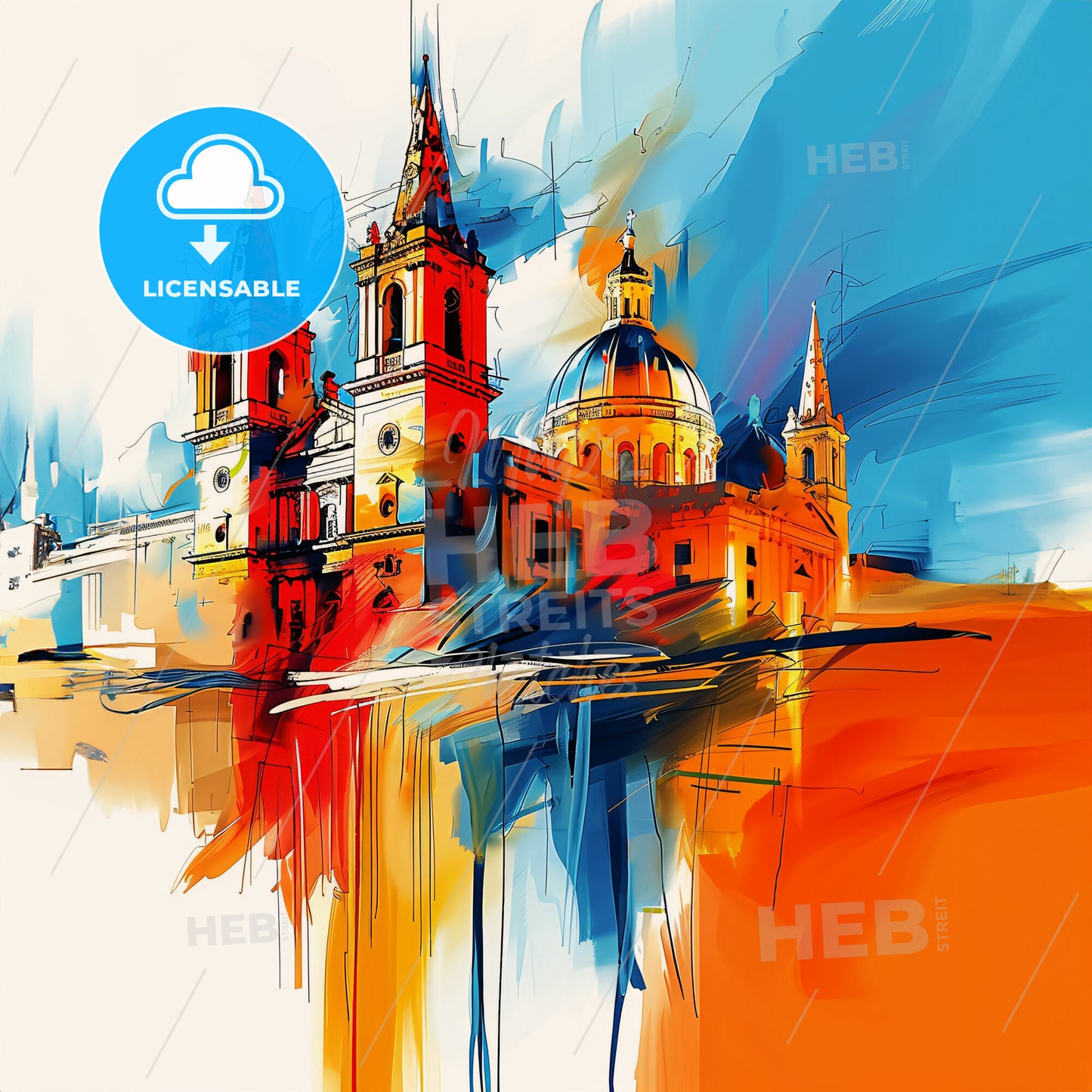 Vibrant  Qormi, Malta - A Painting Of A Building