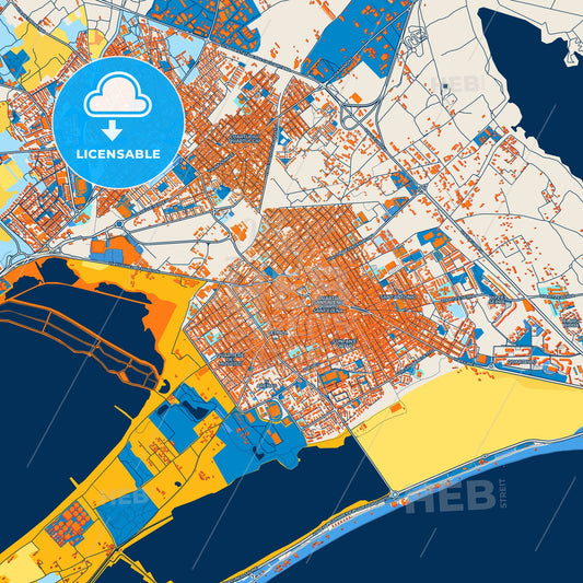 Colorful Quartu Sant Elena Street Map with Labels and Buildings