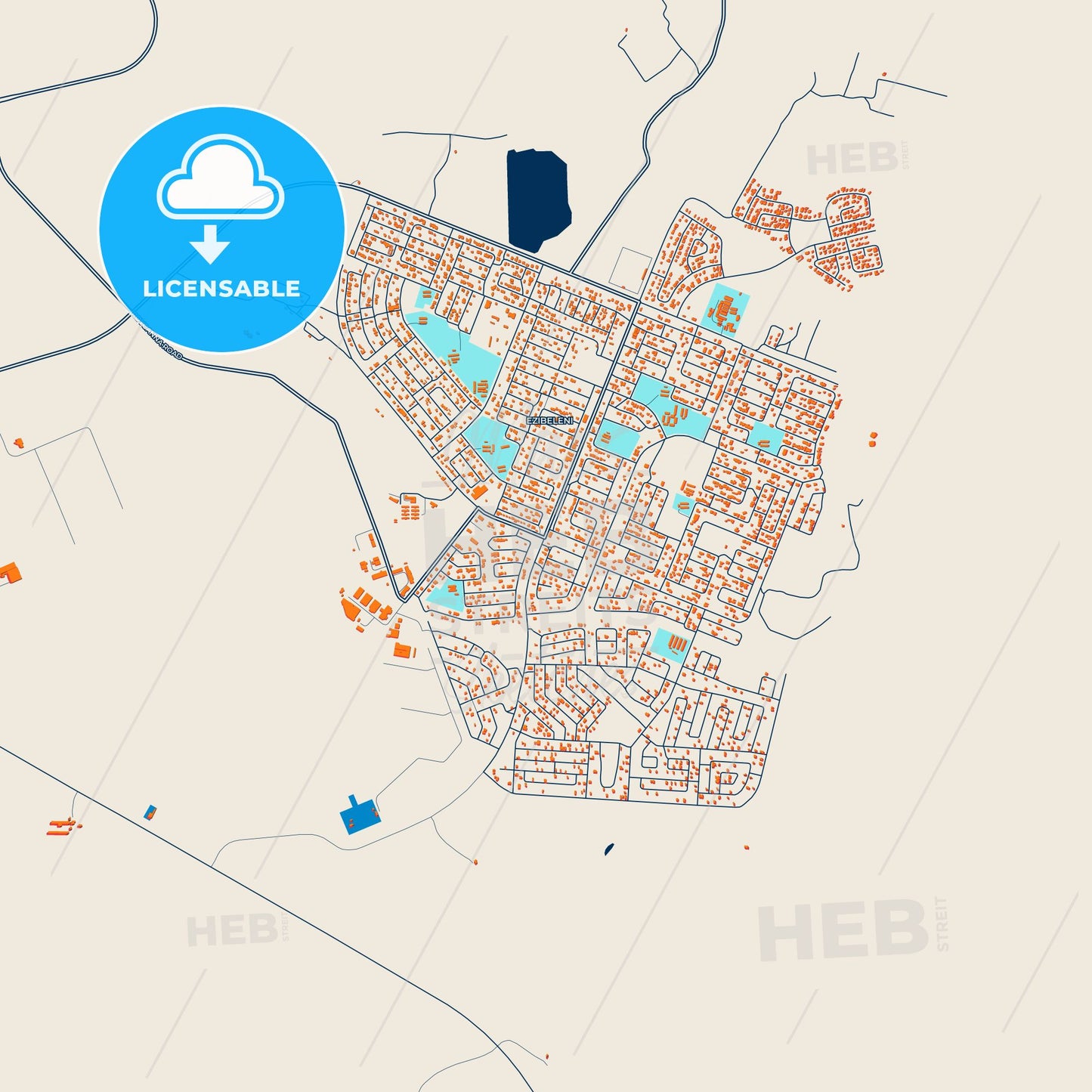 Colorful Queenstown Street Map with Labels and Buildings