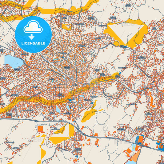 Colorful Queimados Street Map with Labels and Buildings
