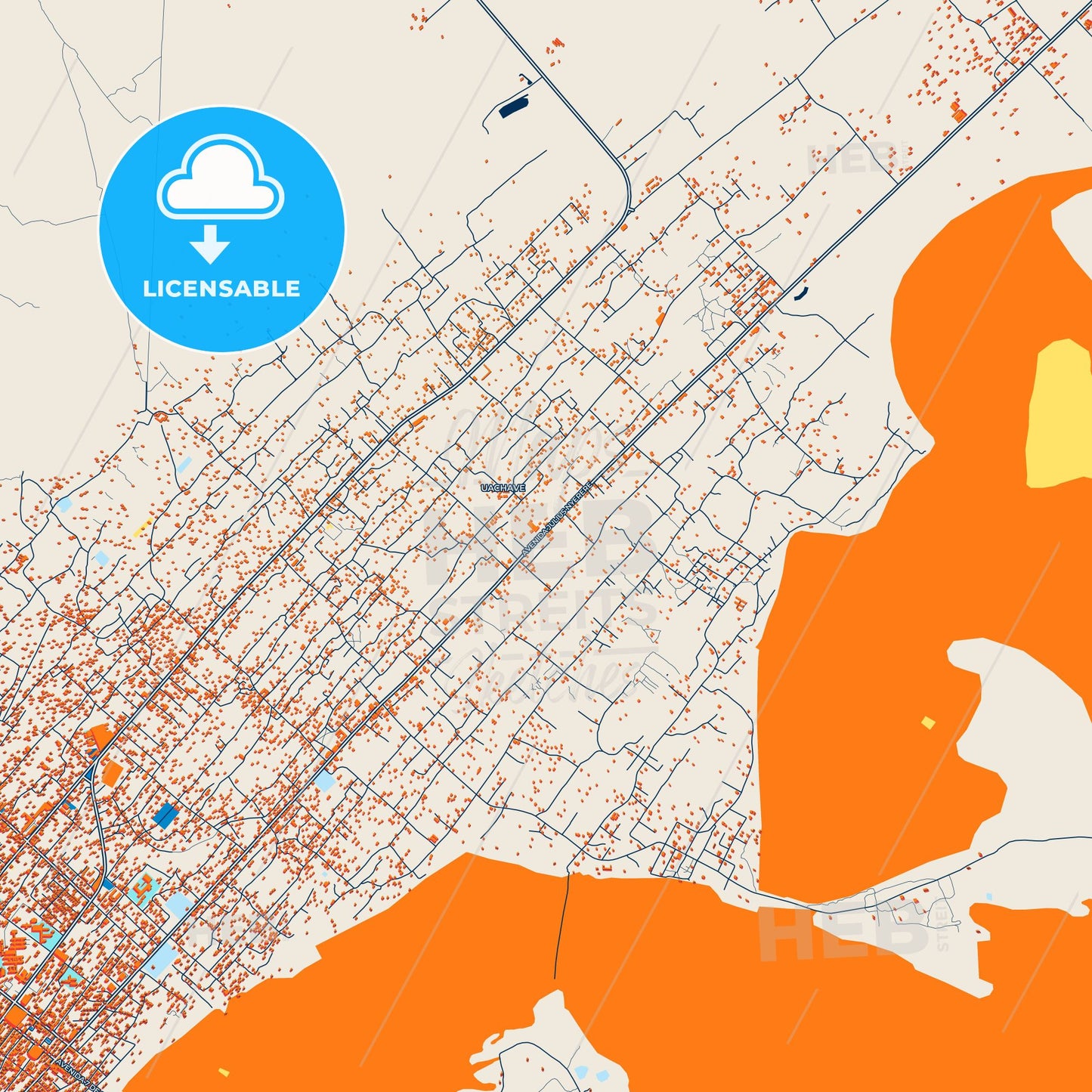 Colorful Quelimane Street Map with Labels and Buildings