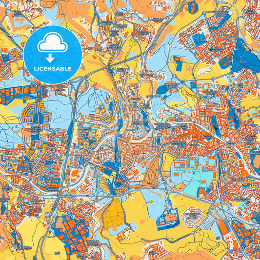 Colorful Queluz Street Map with Labels and Buildings