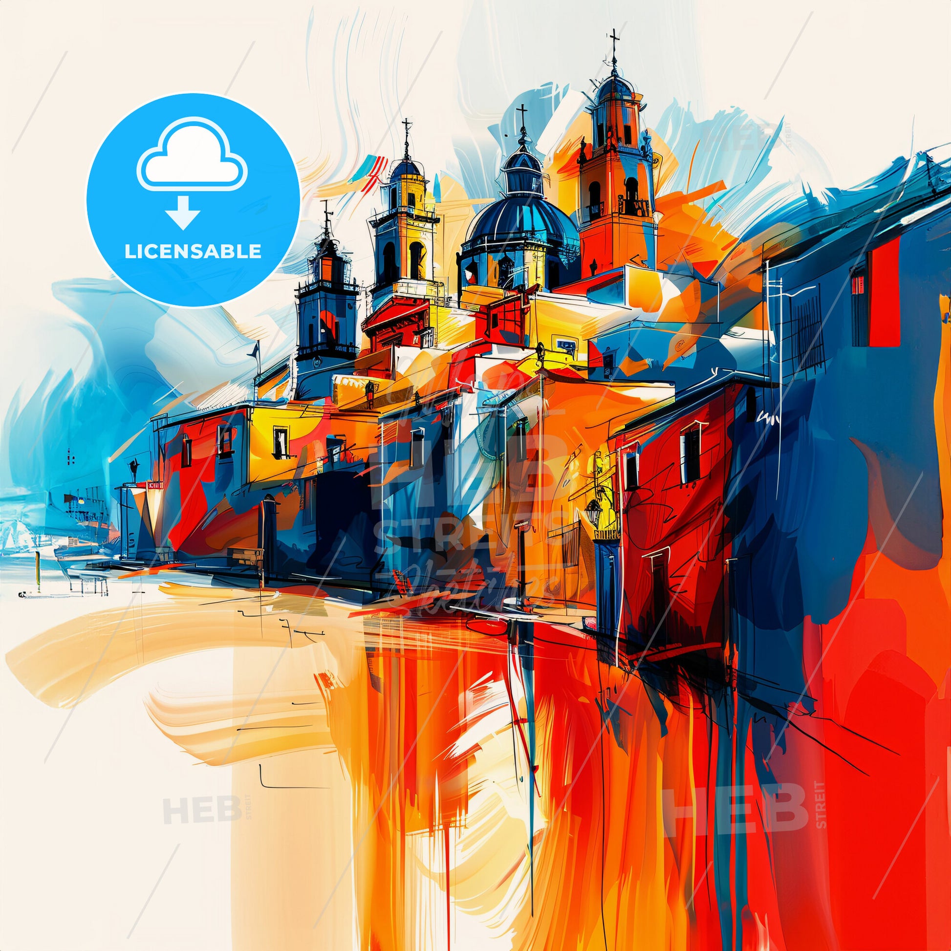 Vibrant Querétaro, Mexico - A Colorful Painting Of A Building