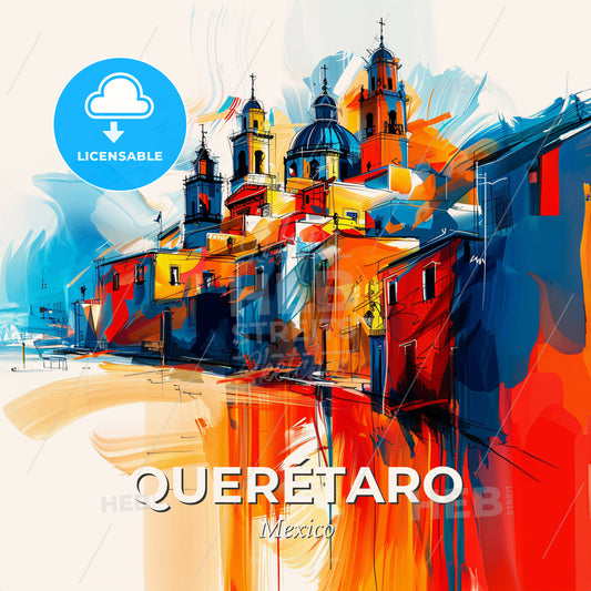 Vibrant Querétaro, Mexico - A Colorful Painting Of A Building - Square format print template