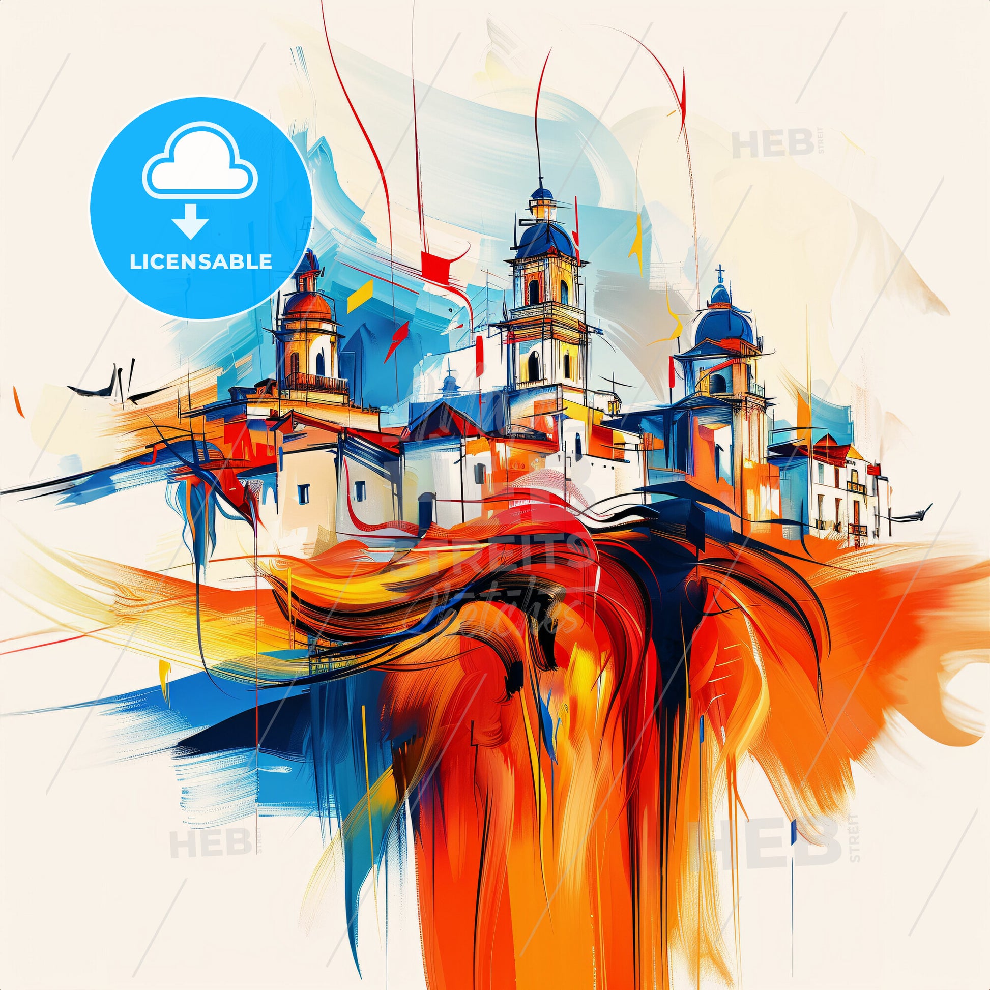 Vibrant Querétaro, Mexico - A Painting Of A Building With Colorful Paint