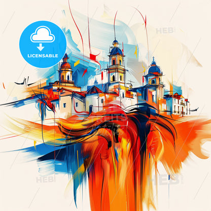 Vibrant Querétaro, Mexico - A Painting Of A Building With Colorful Paint