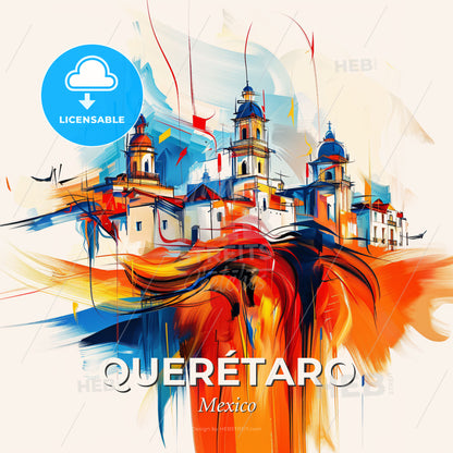 Vibrant Querétaro, Mexico - A Painting Of A Building With Colorful Paint - Square format print template