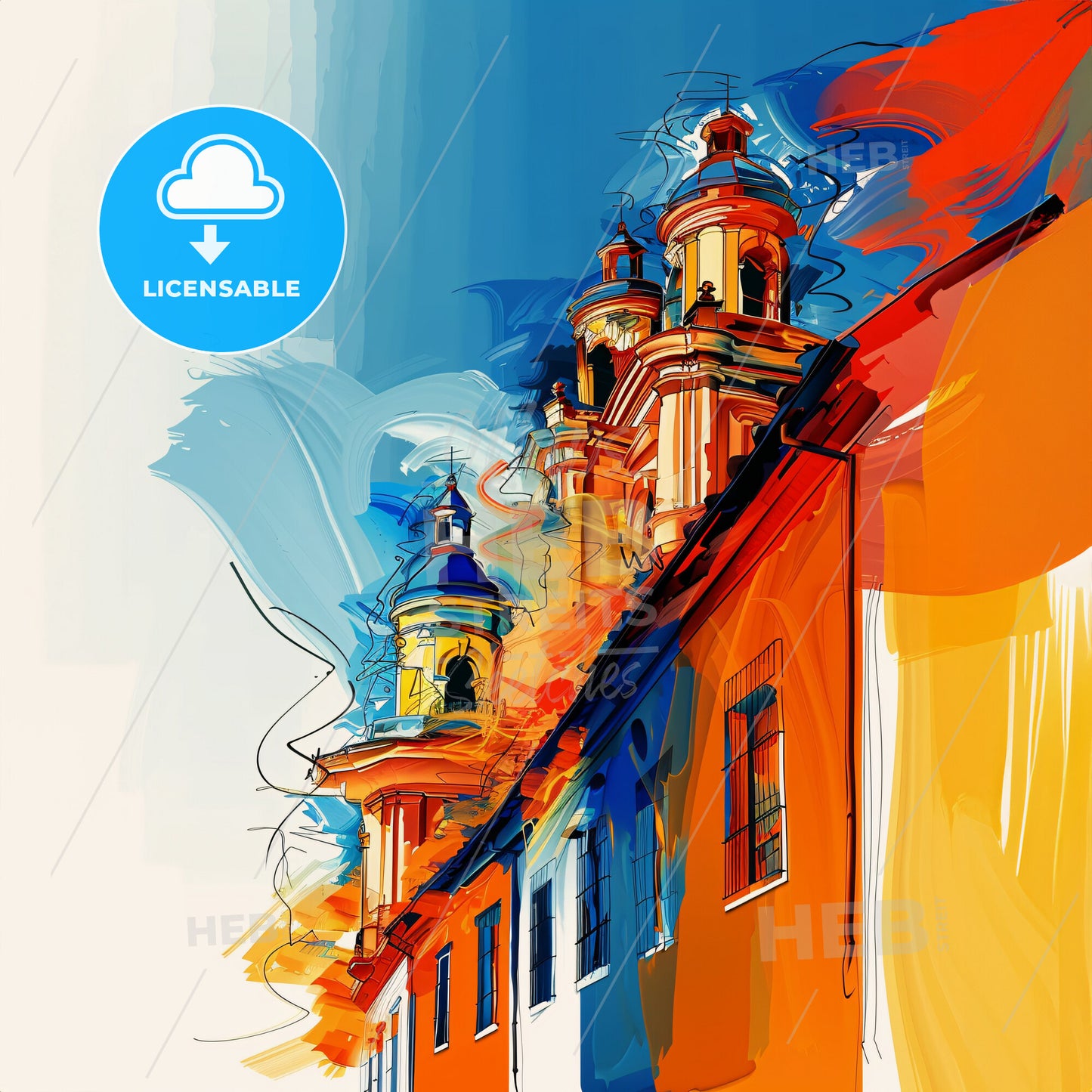 Vibrant Querétaro, Mexico - A Colorful Building With Towers