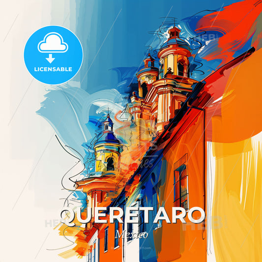 Vibrant Querétaro, Mexico - A Colorful Building With Towers - Square format print template