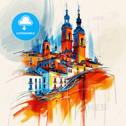 Vibrant Querétaro, Mexico - A Painting Of A Building