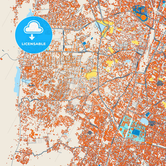 Colorful Quetta Street Map with Labels and Buildings