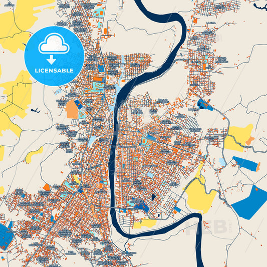 Colorful Quevedo Street Map with Labels and Buildings