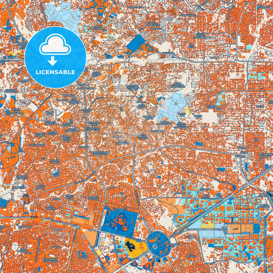 Colorful Quezon City Street Map with Labels and Buildings