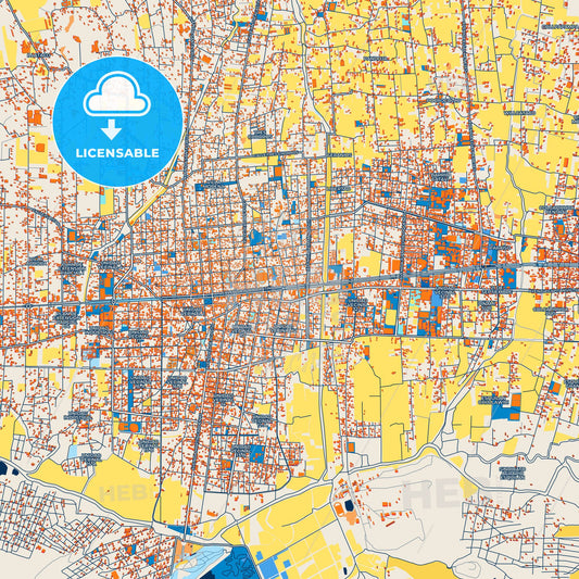 Colorful Quillacollo Street Map with Labels and Buildings
