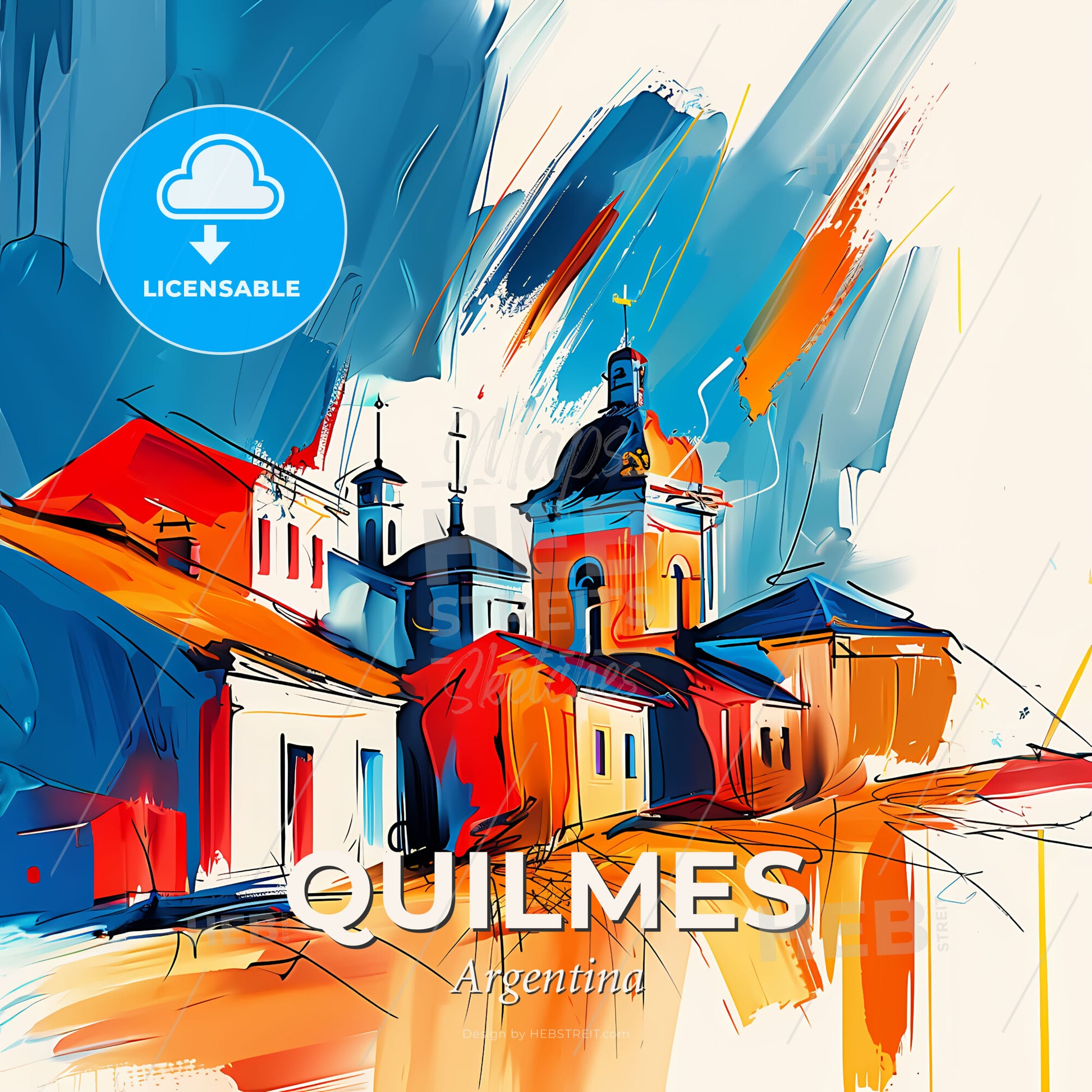 Vibrant Quilmes, Argentina - A Painting Of A Building - Square format print template
