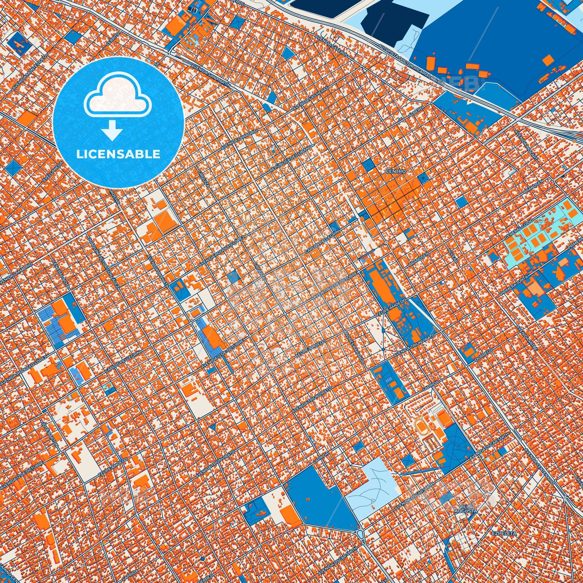 Colorful Quilmes Street Map with Labels and Buildings