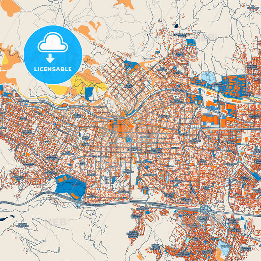 Colorful Quilpue Street Map with Labels and Buildings