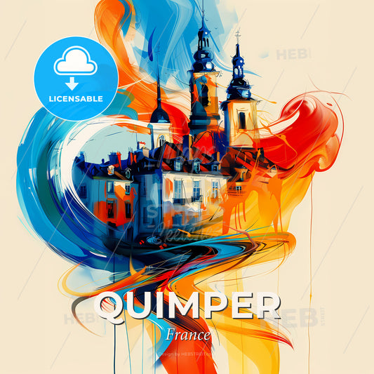 Vibrant Quimper, France - A Painting Of A Building With Colorful Paint - Square format print template