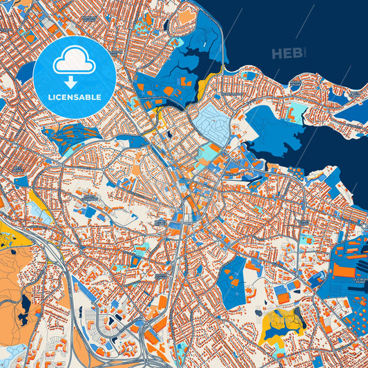 Colorful Quincy Street Map with Labels and Buildings
