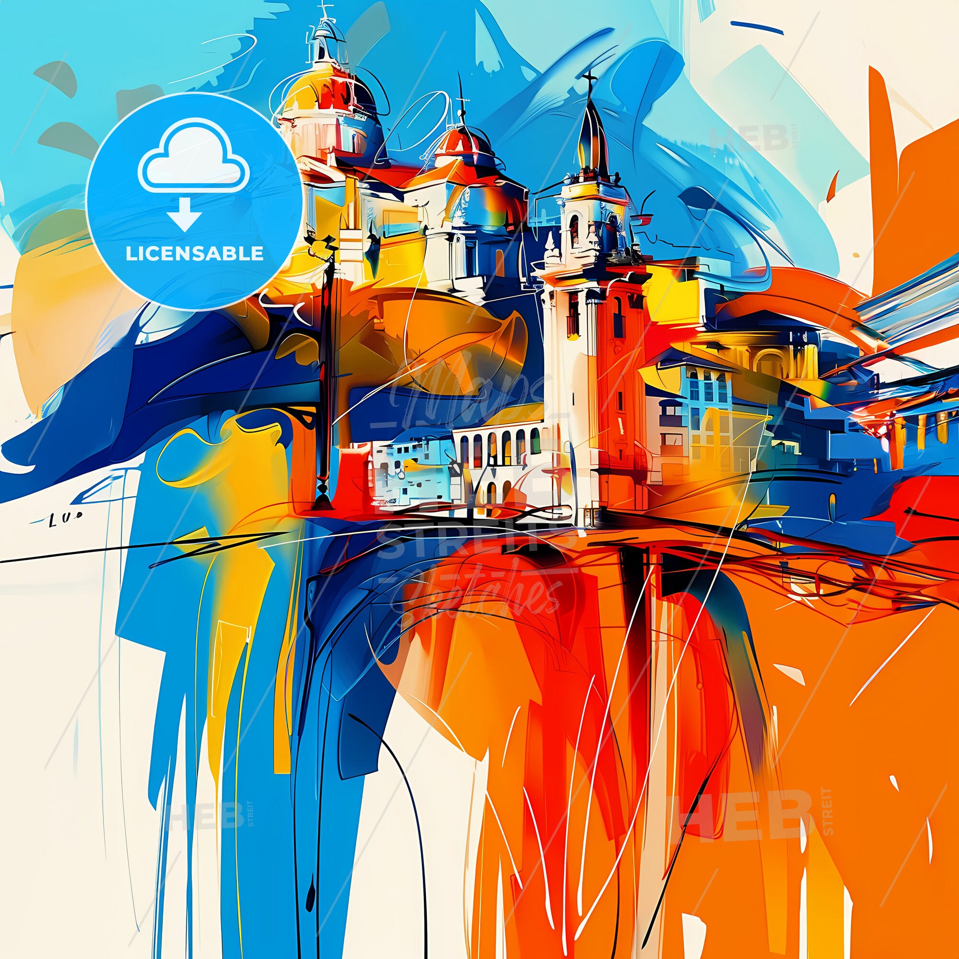 Vibrant Quito, Ecuador - A Colorful Painting Of A Building