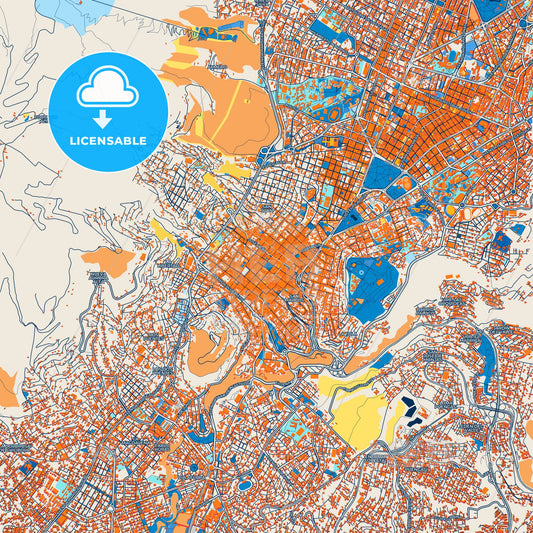 Colorful Quito Street Map with Labels and Buildings