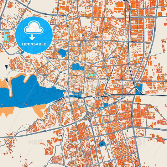 Colorful Qujing Street Map with Labels and Buildings