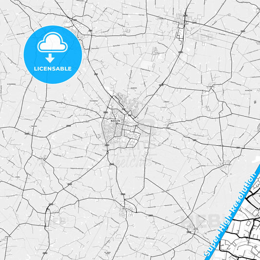 Raalte, Netherlands light map with streetnames, citynames and districts