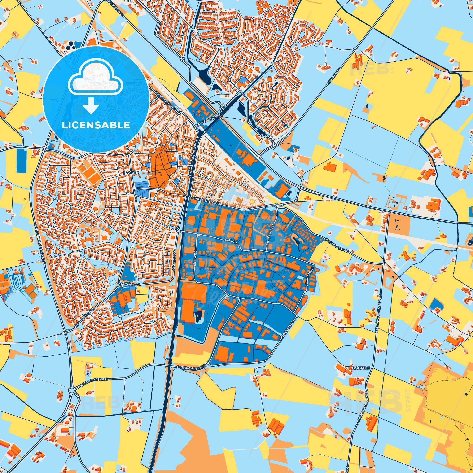 Colorful Raalte Street Map With Labels And Buildings HEBSTREITS Colorful Raalte Street Map With Labels And Buildings HEBSTREITS