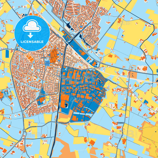 Colorful Raalte Street Map with Labels and Buildings