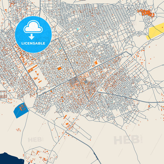 Colorful Rabak Street Map with Labels and Buildings