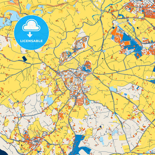 Colorful Rabat Street Map with Labels and Buildings