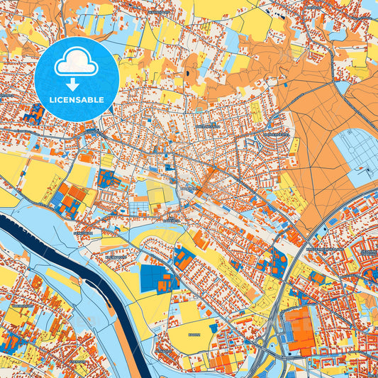 Colorful Radebeul Street Map with Labels and Buildings