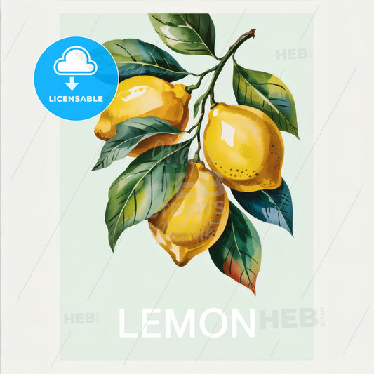 Radiant Lemon Branch Watercolor: A Fresh Botanical Art Print for Your Space