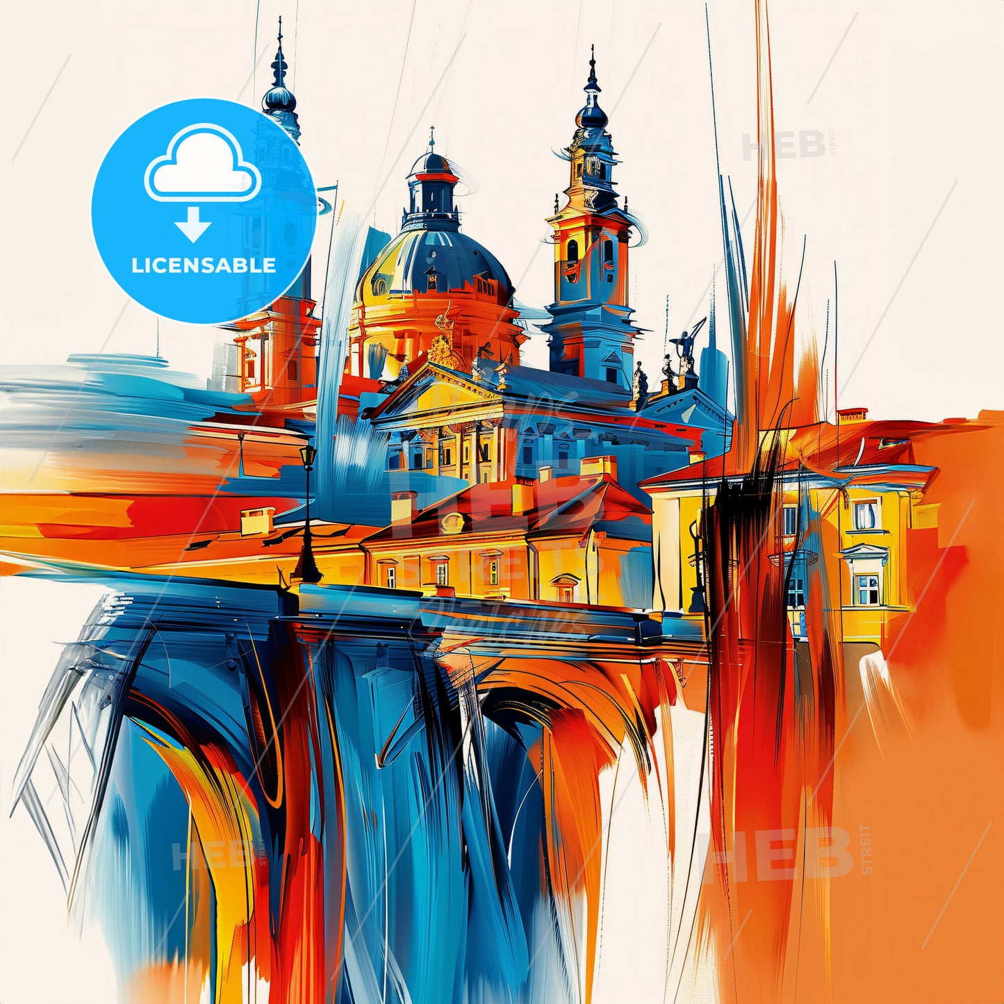 Vibrant Radom, Poland - A Colorful Painting Of A Building