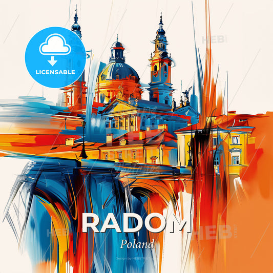 Vibrant Radom, Poland - A Colorful Painting Of A Building - Square format print template