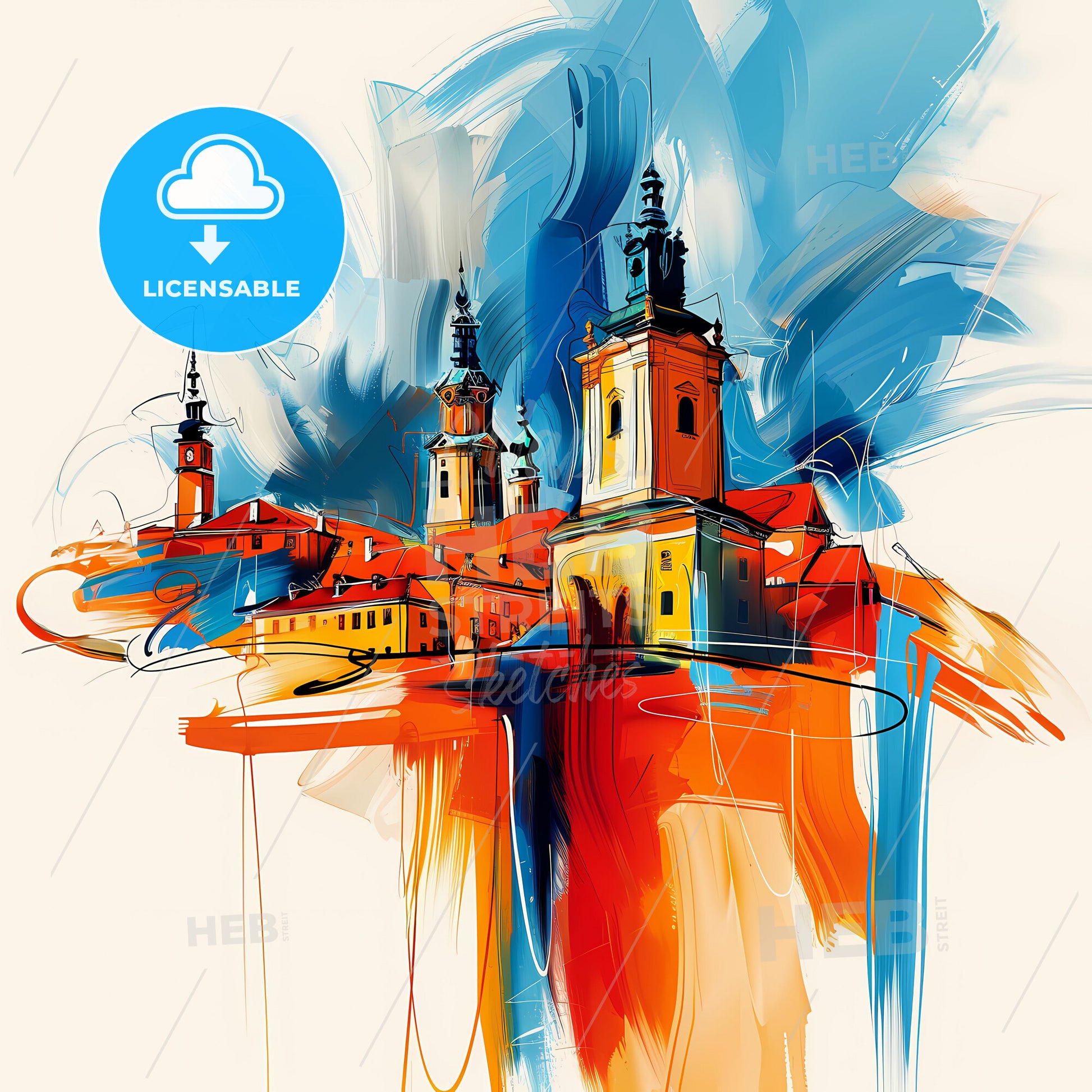 Vibrant Radom, Poland - A Painting Of A Building