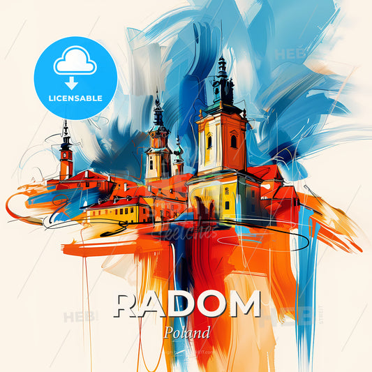Vibrant Radom, Poland - A Painting Of A Building - Square format print template